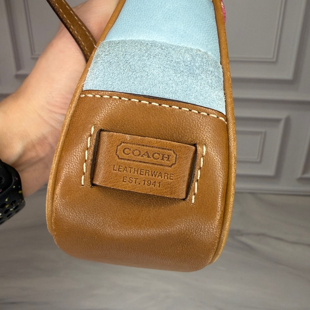 Coach Multicolor Patchwork Shoulder Bag with Tan Leather Trim | Y2K - Picture 11 of 11